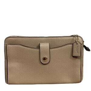 Excellent Coach Tan Pebble‎ Leather Phone Case Designer Wallet